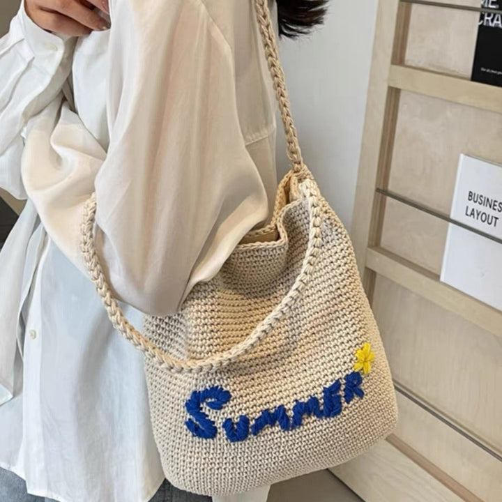 Handcrafted cotton bag with cheerful summer motif Stornfield