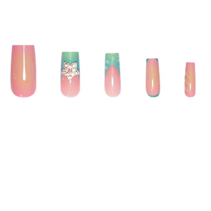 Artistic Ombre Press-On Nails with Gemstone Accents Stornfield