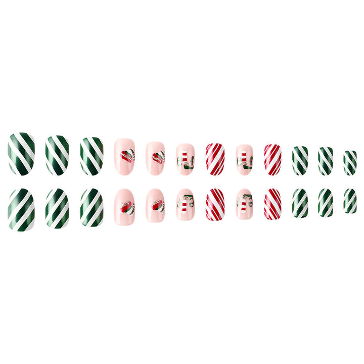 Festive Christmas-Themed Press-On Nail Art Stornfield