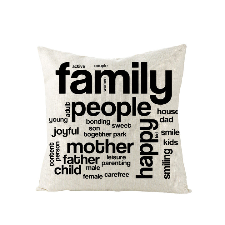 Decorative Linen-Texture Throw Pillow Cover with 'Home Is Where Mom Is' Printed Typography