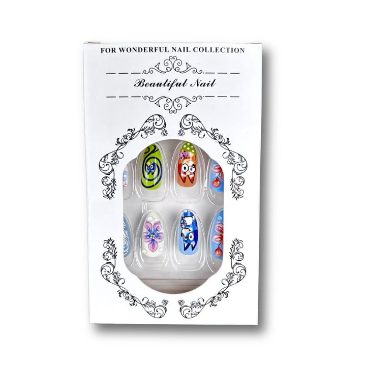 Playful Cartoon-Inspired Press-On Nail Art Set