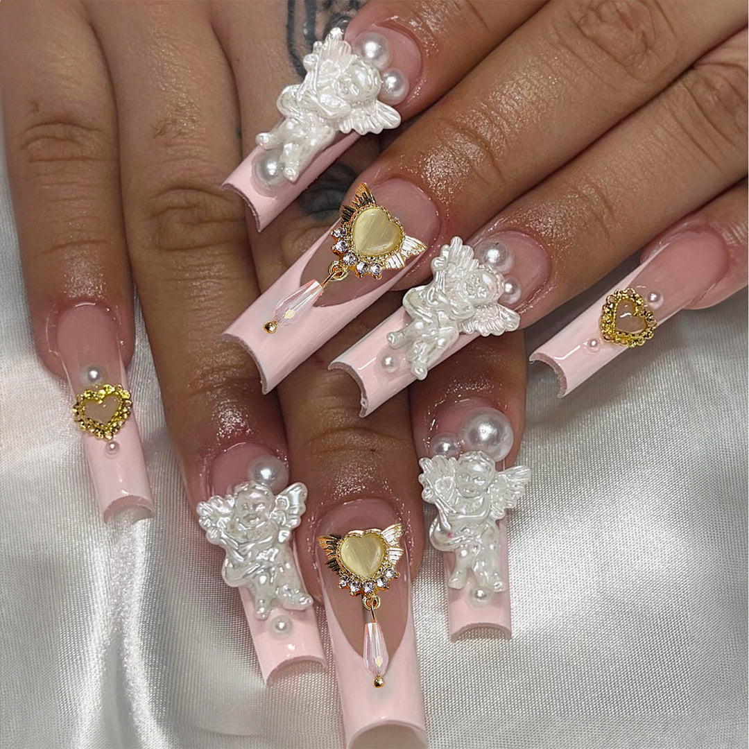 Decorative Press-On Nail Set with 3D Accents Stornfield