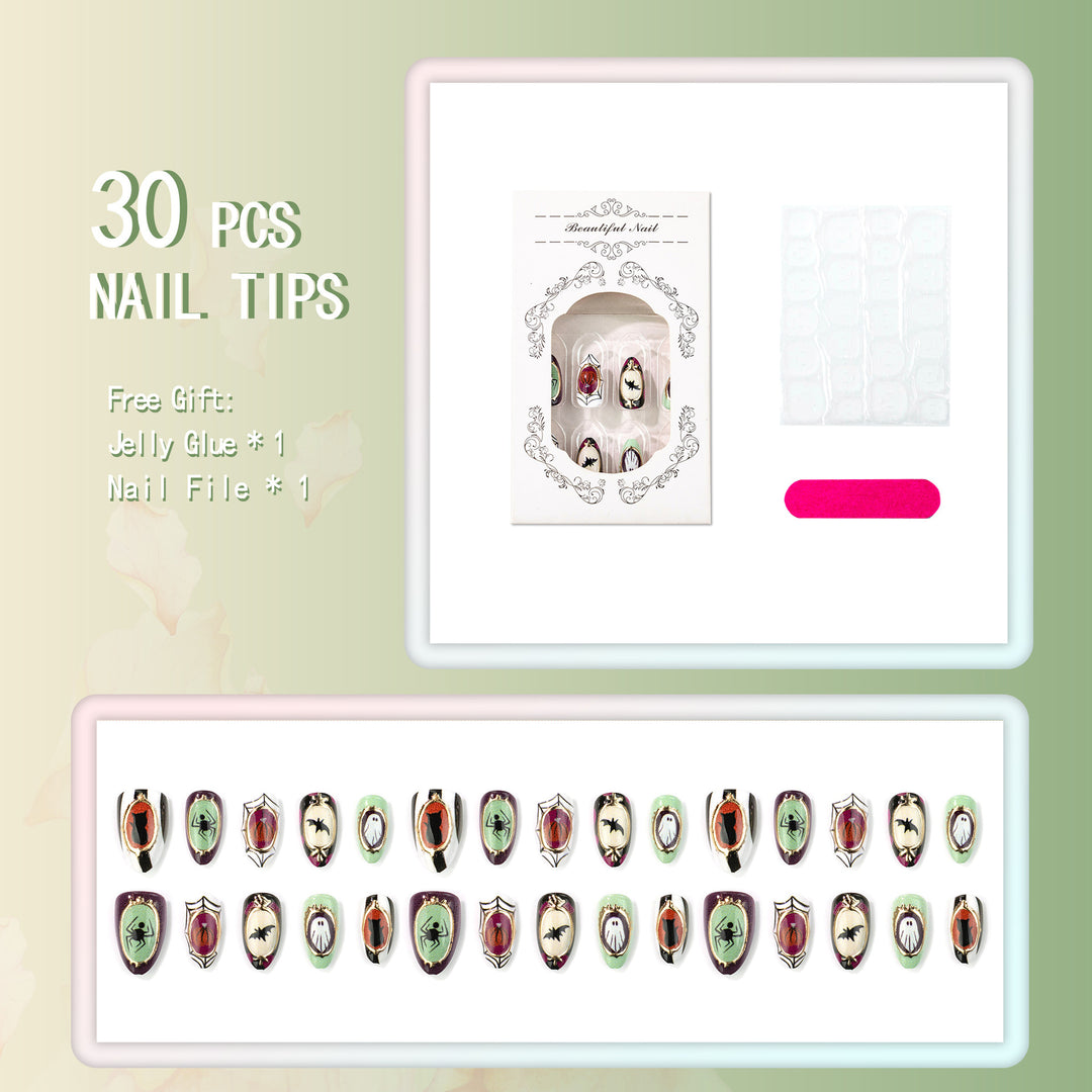 Halloween-Themed Press-On Nail Art Set 1790738650