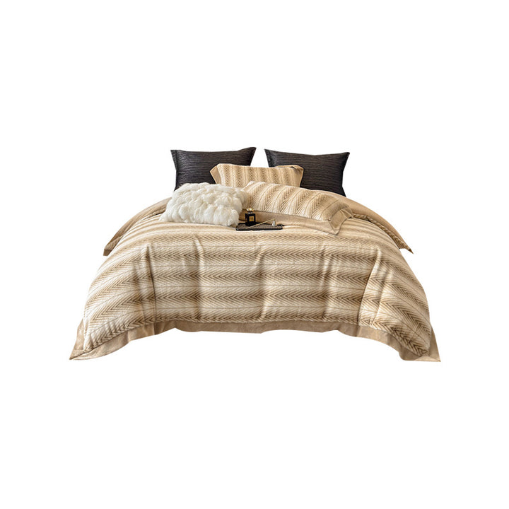 Plush Reversible Faux Fur Comforter with Chevron Quilted Microfleece Backing