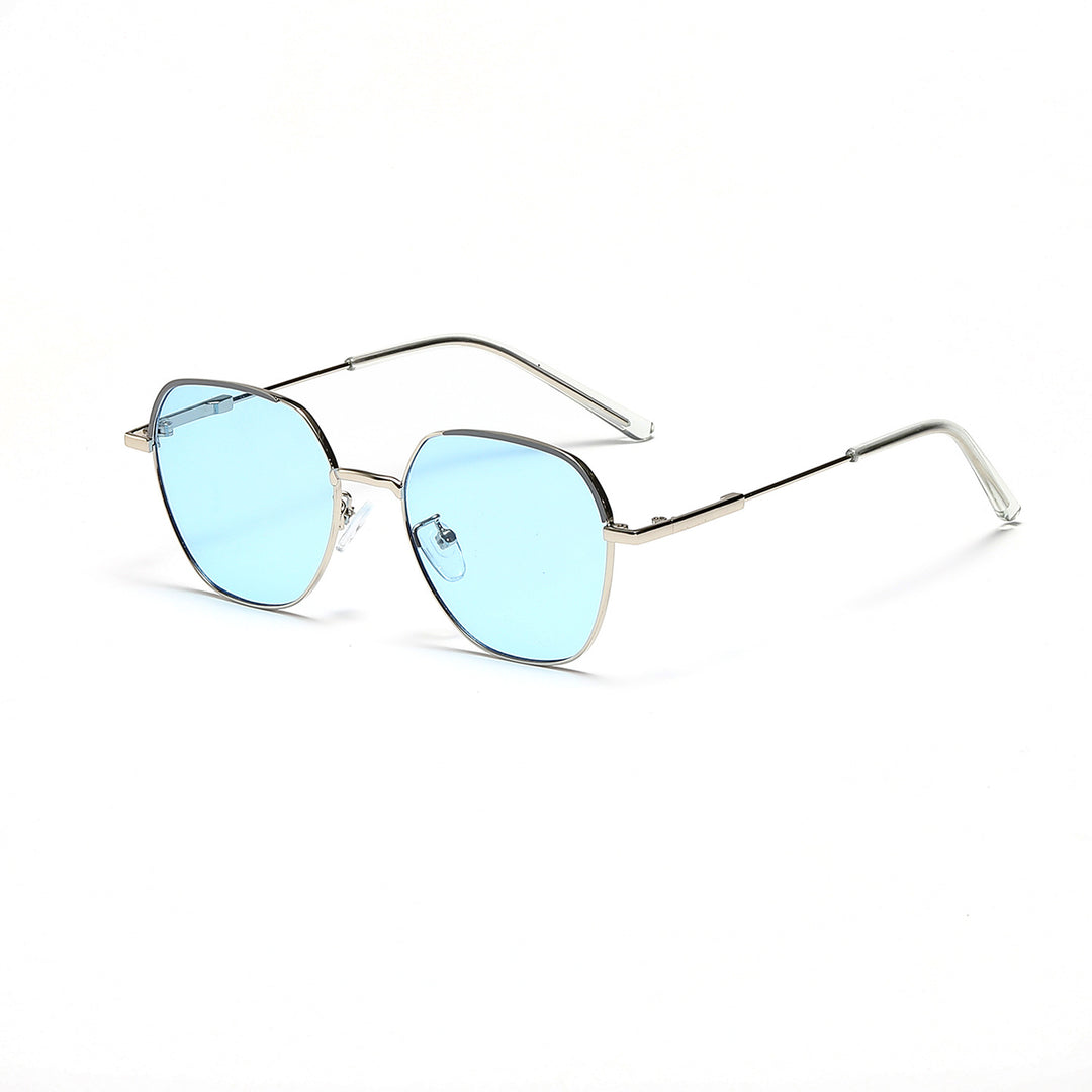 Women’s fashionable sunglasses with slim metal frame and blue lenses Stornfield