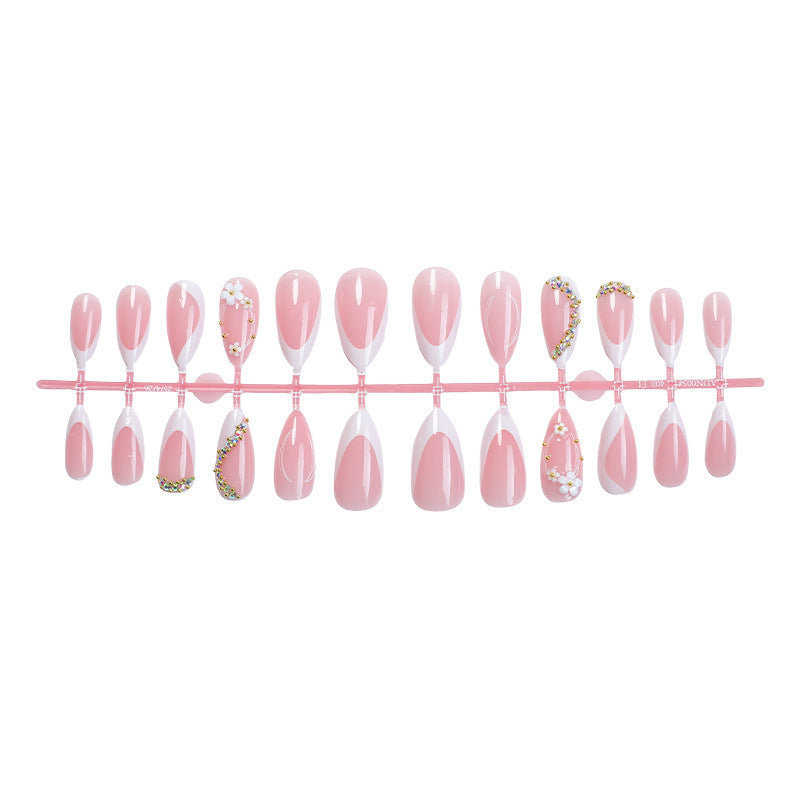 Elegant Floral Embellished Press-On Nails Stornfield