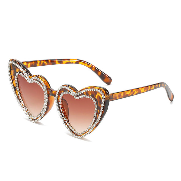 Rhinestone-Embellished Heart-Shaped Sunglasses Stornfield
