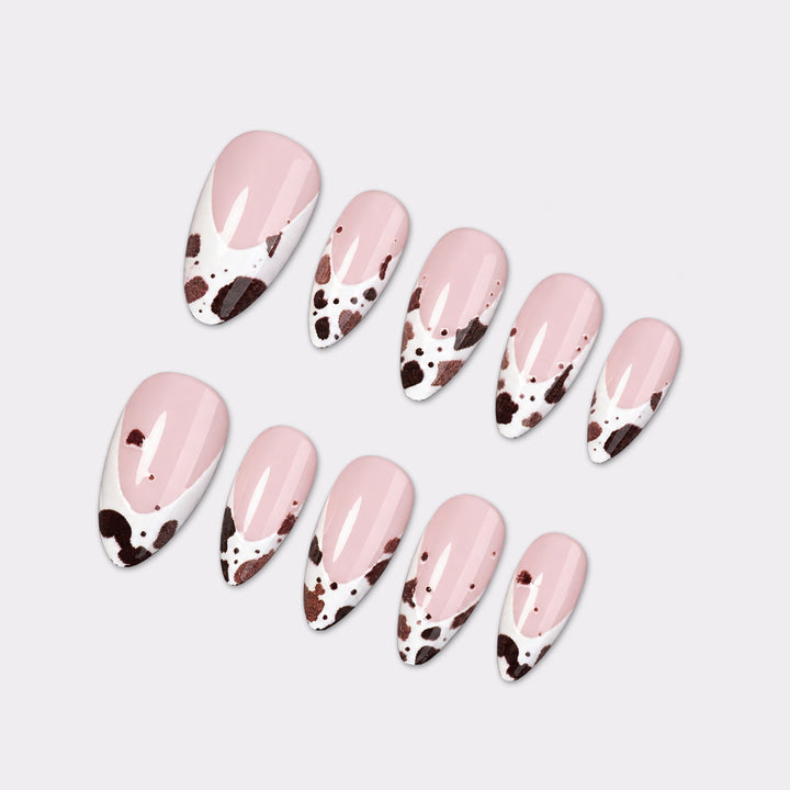 Exquisite artificial nail set with elegant coffee stain design Stornfield