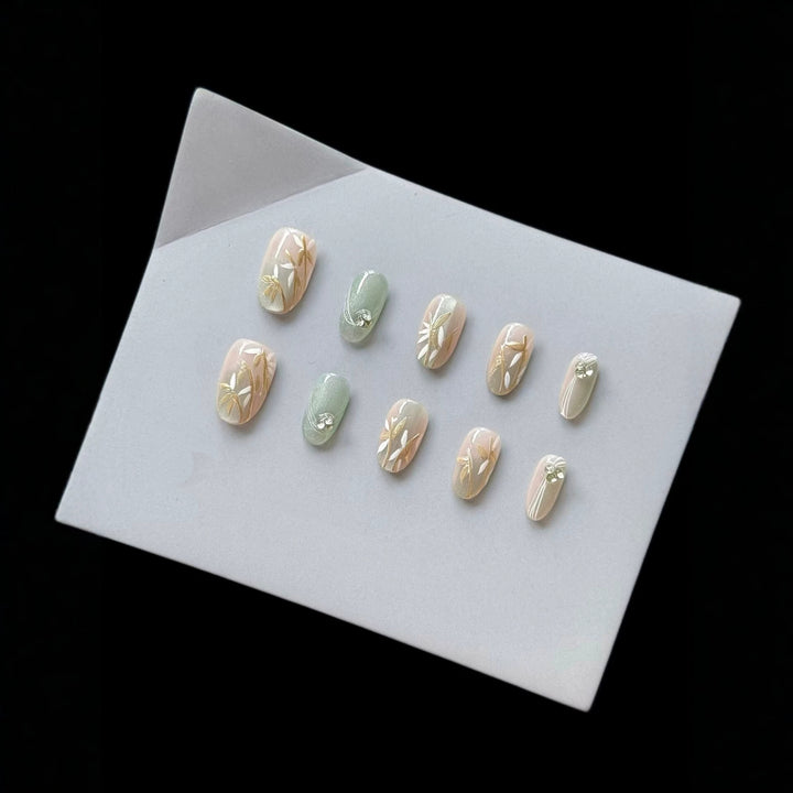 Decorative Floral Press-On Nail Set  1791772955