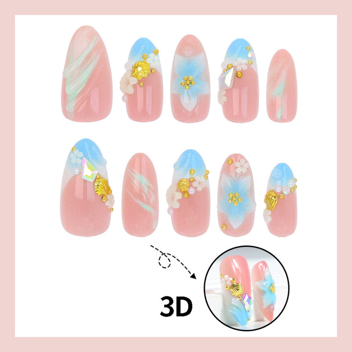 Artificial nail set with elaborate floral accents Stornfield
