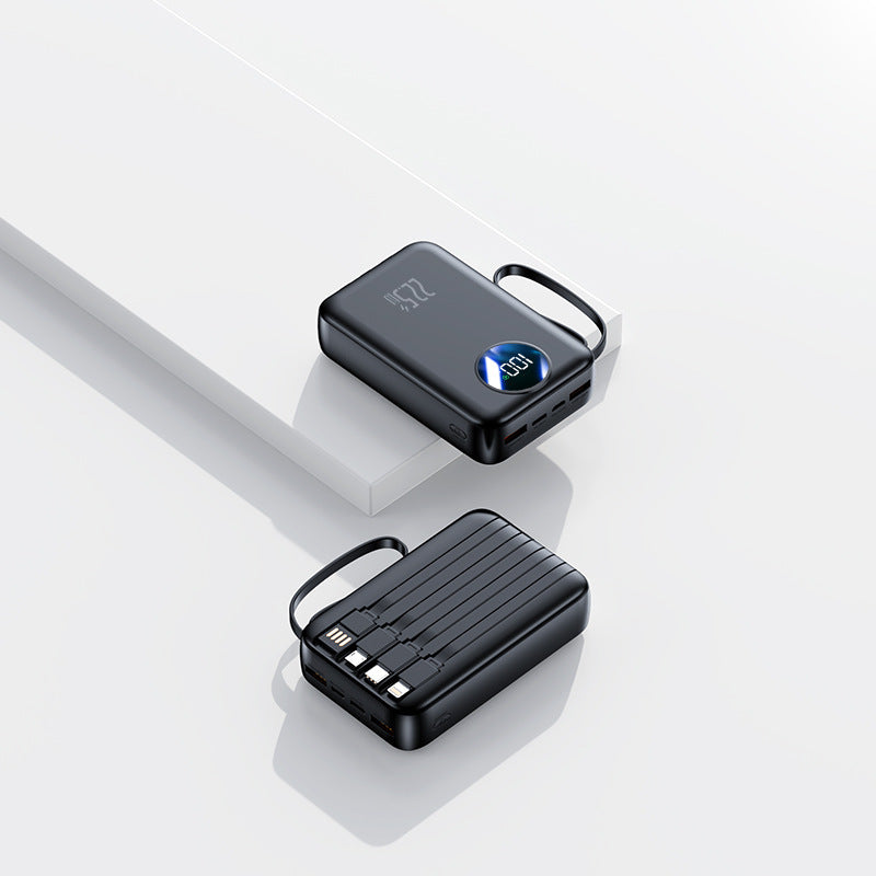 Portable power bank with integrated digital capacity display and flexible cable management Stornfield