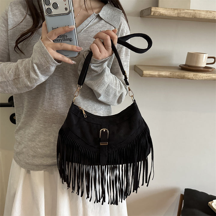 Bohemian Suede Fringe Handbag