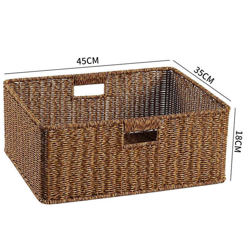 Handwoven Rectangular Storage Bin with Cutout Handles Stornfield
