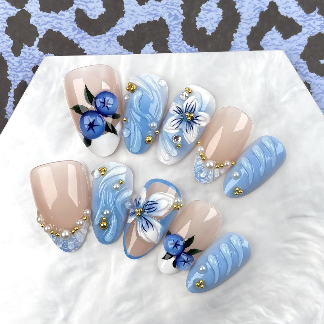 Decorative Floral Press-On Nail Set 1790745680