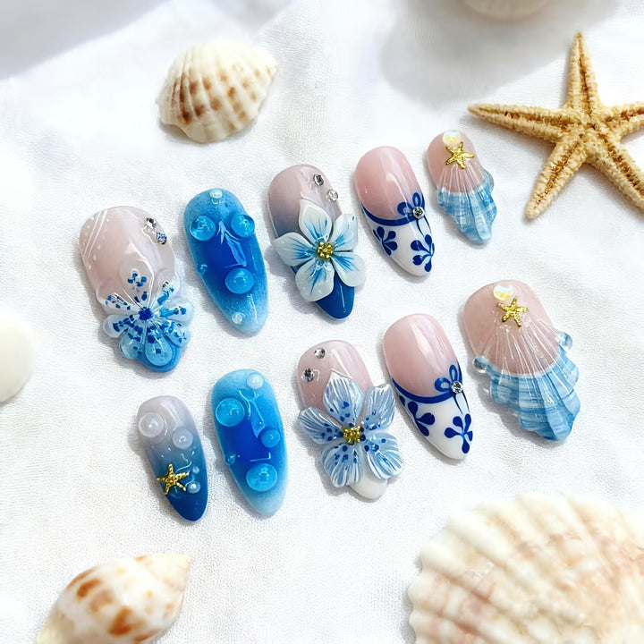 Decorative Floral Press-On Nails Stornfield