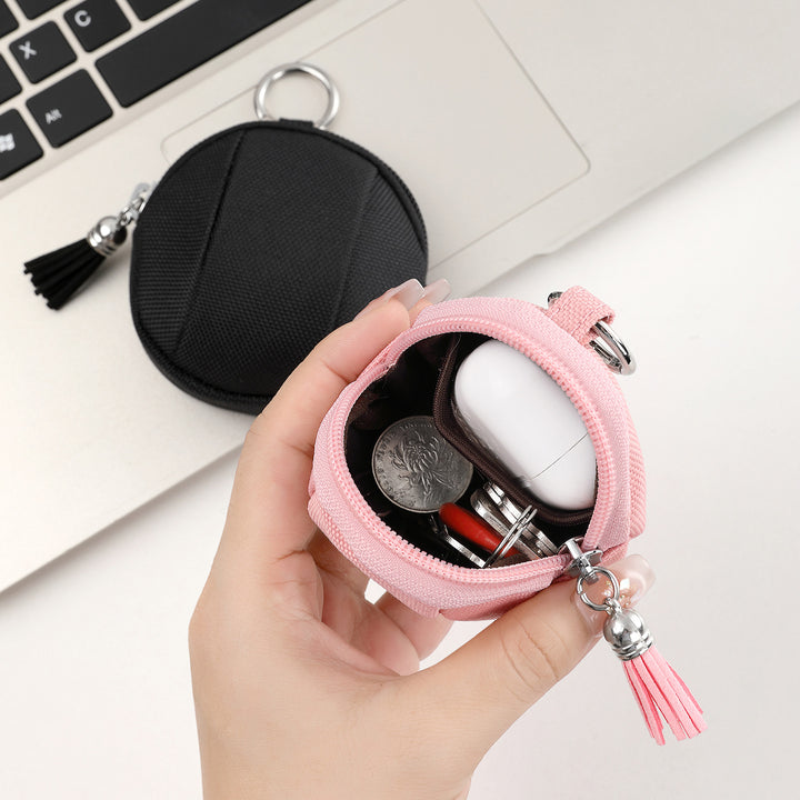 Compact Round Zippered Coin Pouch
