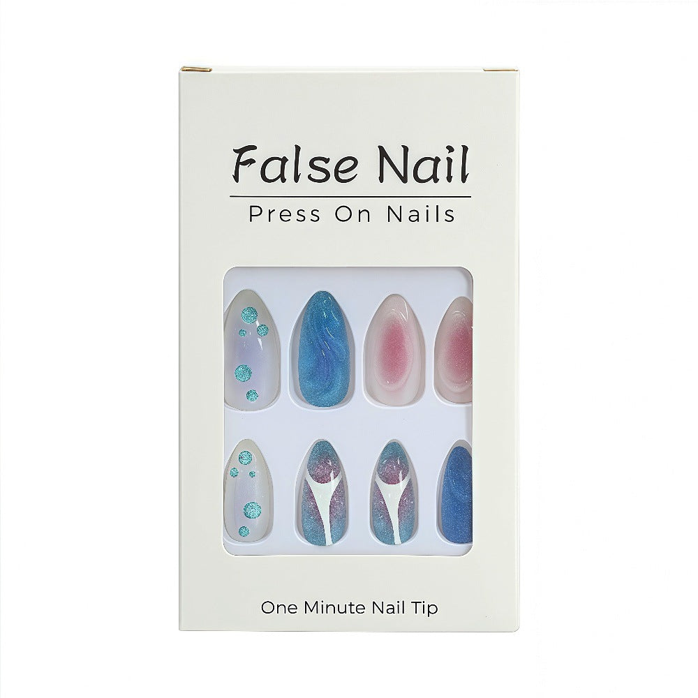 Acrylic Nail Set with Modern Aqua Designs Stornfield