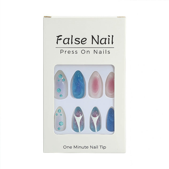 Acrylic Nail Set with Modern Aqua Designs Stornfield