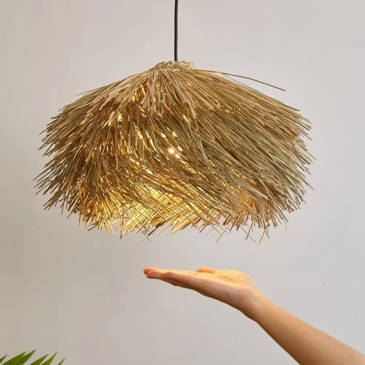 Bohemian-Style Natural Straw Pendant Light