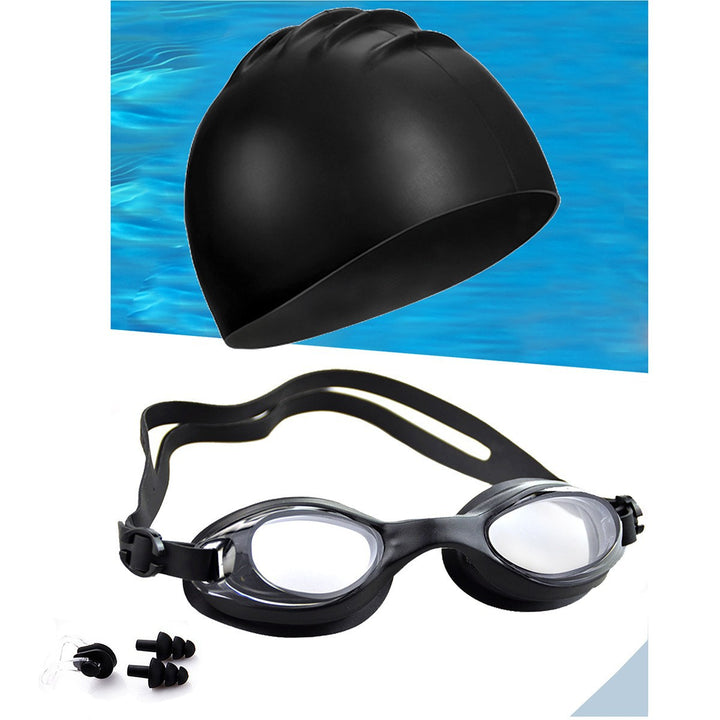 Swimming set with ergonomic swimming goggles and reliable swim cap Stornfield