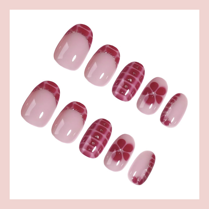Artificial nail set with creative flower and diamond patterns Stornfield
