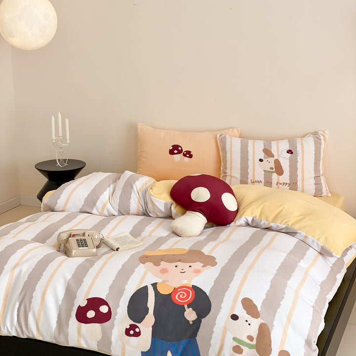 Cozy quilted bedding set with panda motif and plush pillow
