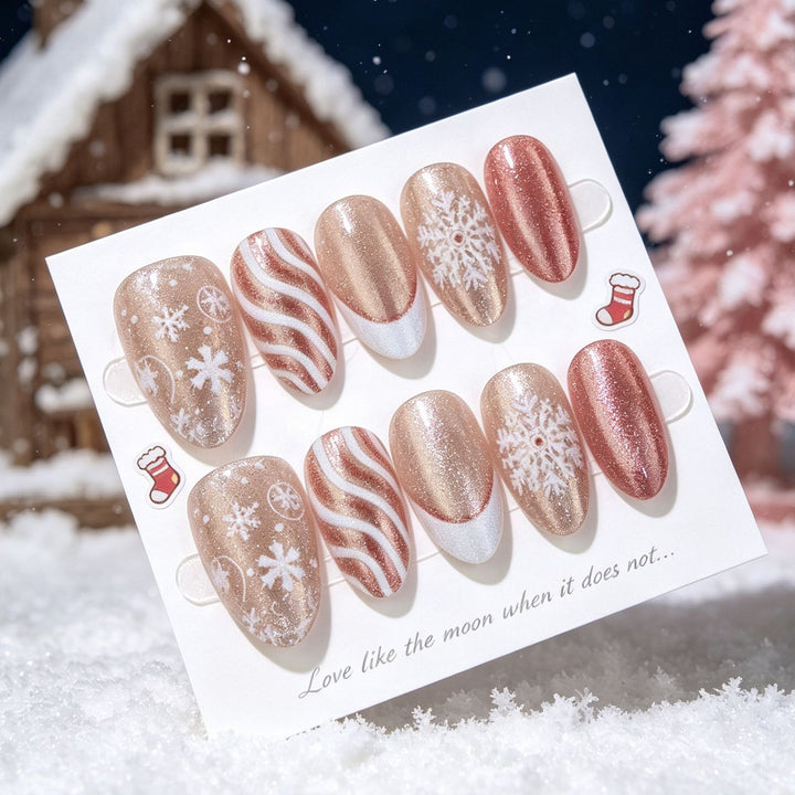 Festive Snowflake Design Press-On Nail Art Stornfield