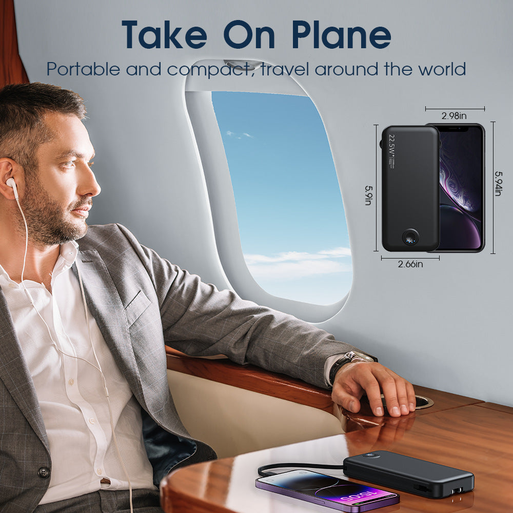 Power bank with integrated wall plug and fast charging Type-C function Stornfield