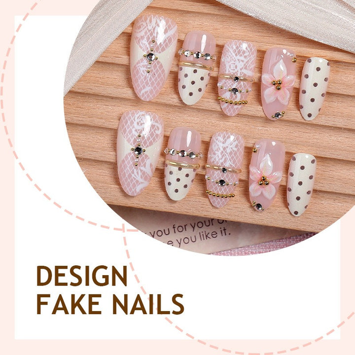Creative acrylic nail set with elegant decorations Stornfield