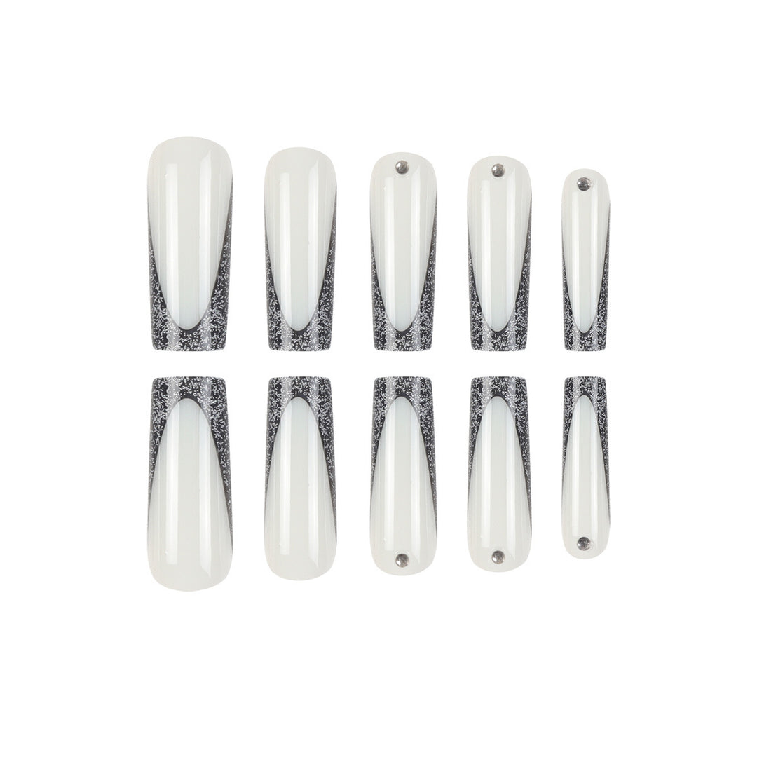 Elegant Stiletto Press-On Nails with Glittery Tips Stornfield