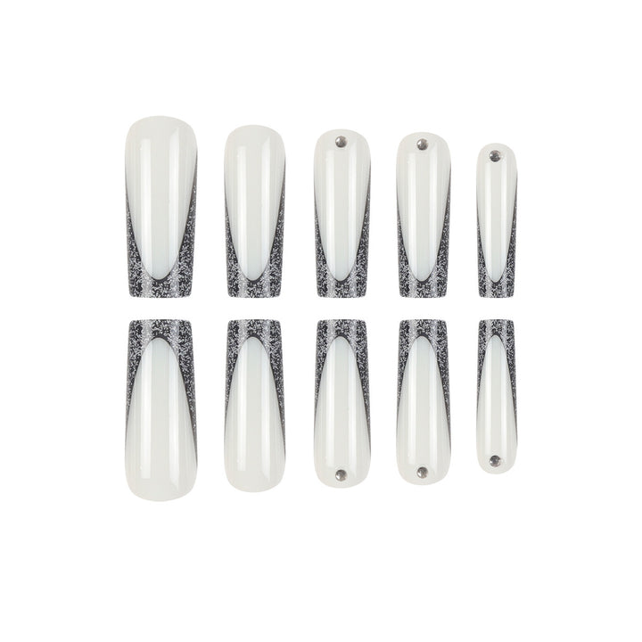 Elegant Stiletto Press-On Nails with Glittery Tips Stornfield