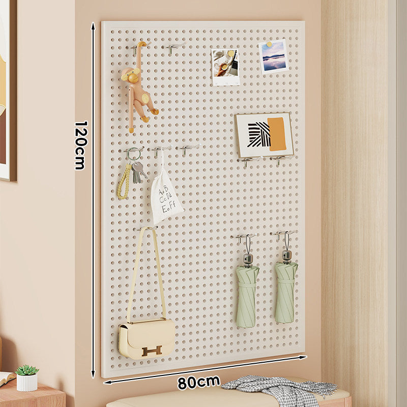 Large Vertical Perforated Wall Storage Panel with Adjustable Hooks and Accessory Mounts