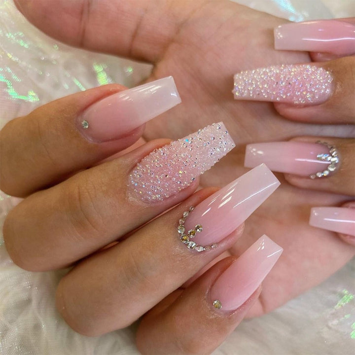 Artificial nail set with glitter and snowflake design Stornfield