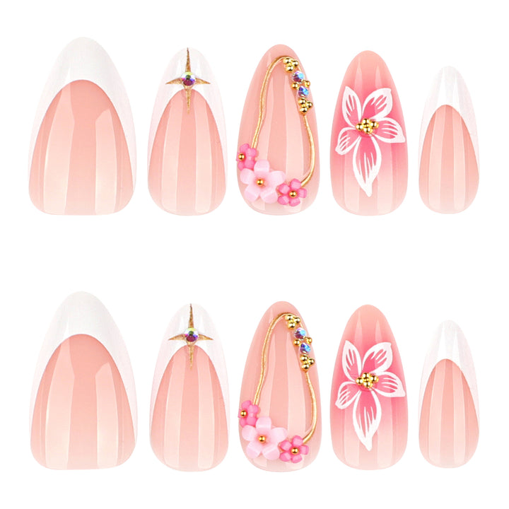 Artful Nail Extensions with Floral Accents Stornfield