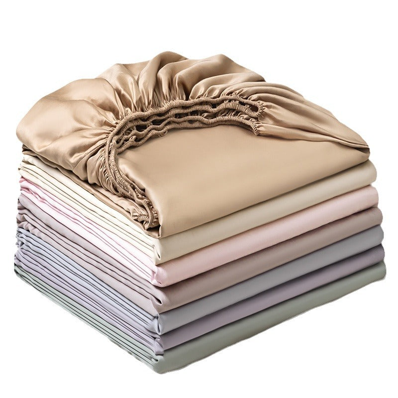 Silky satin fitted sheet set with extra deep pocket and pillowcases