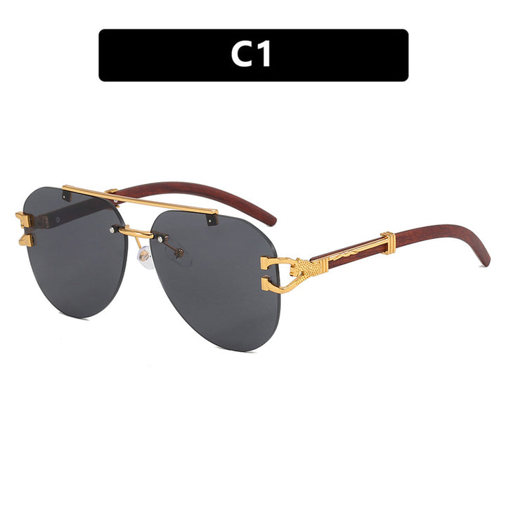 Ladies fashionable pilot sunglasses with luxurious metal accents and wood details Stornfield