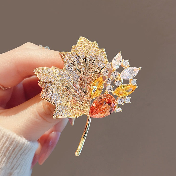 Exquisite leaf brooch with sparkling crystals Stornfield