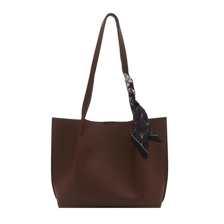 Minimalist Tote Handbag with Decorative Scarf