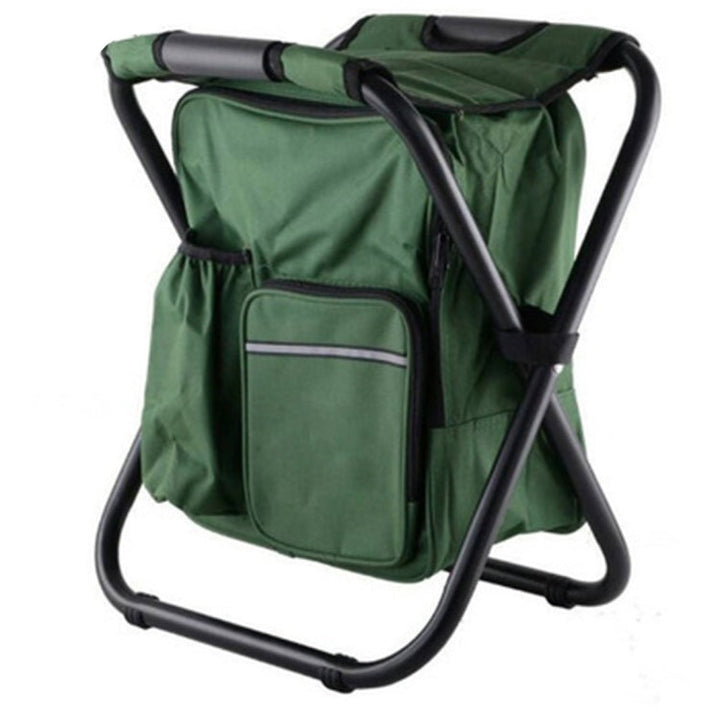 Stornfield | Portable Foldable Outdoor Lightweight Camping Chair Fishing Chair Beach Stainless Steel Tube Folding Chair with Cooler Bag (Green)