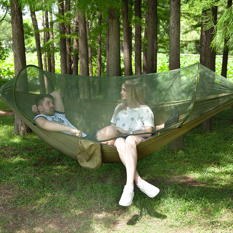 Stornfield | Fully Automatic Portable Nylon Parachute Hammock for Outdoor Camping with Mosquito Nets, Size: 290 x 140 cm (Army Green)