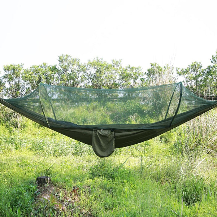 Stornfield | Fully Automatic Portable Nylon Parachute Hammock for Outdoor Camping with Mosquito Nets, Size: 290 x 140 cm (Army Green)