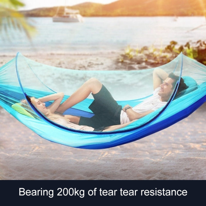 Stornfield | Fully Automatic Portable Nylon Parachute Hammock for Outdoor Camping with Mosquito Nets, Size: 290 x 140 cm (Army Green)