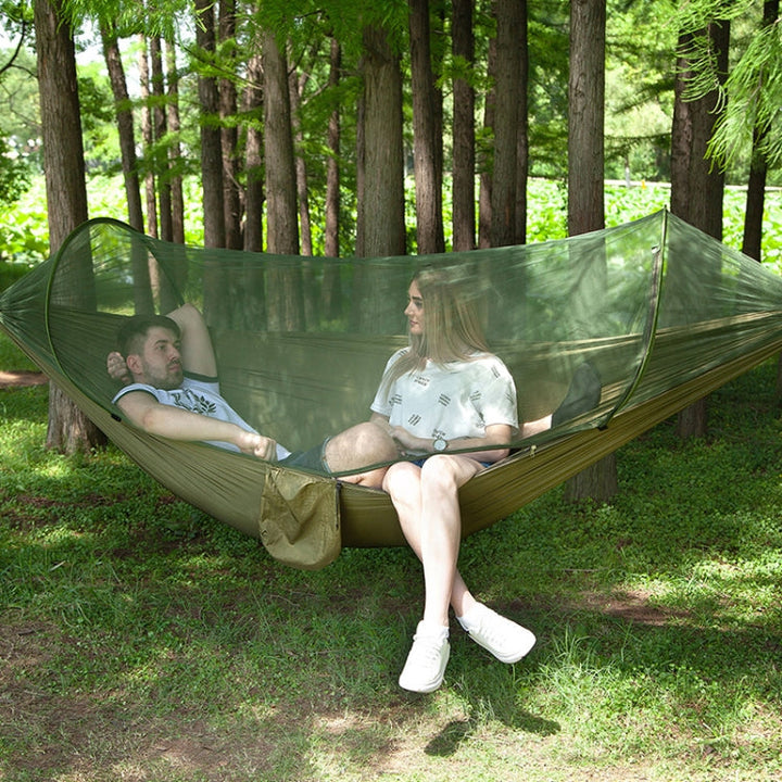 Stornfield | Fully Automatic Outdoor Camping Hammock with Mosquito Net, Nylon, Size: 250 x 120cm (Olive Green)