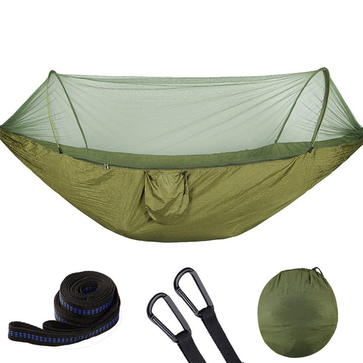 Stornfield | Fully Automatic Outdoor Camping Hammock with Mosquito Net, Nylon, Size: 250 x 120cm (Olive Green)