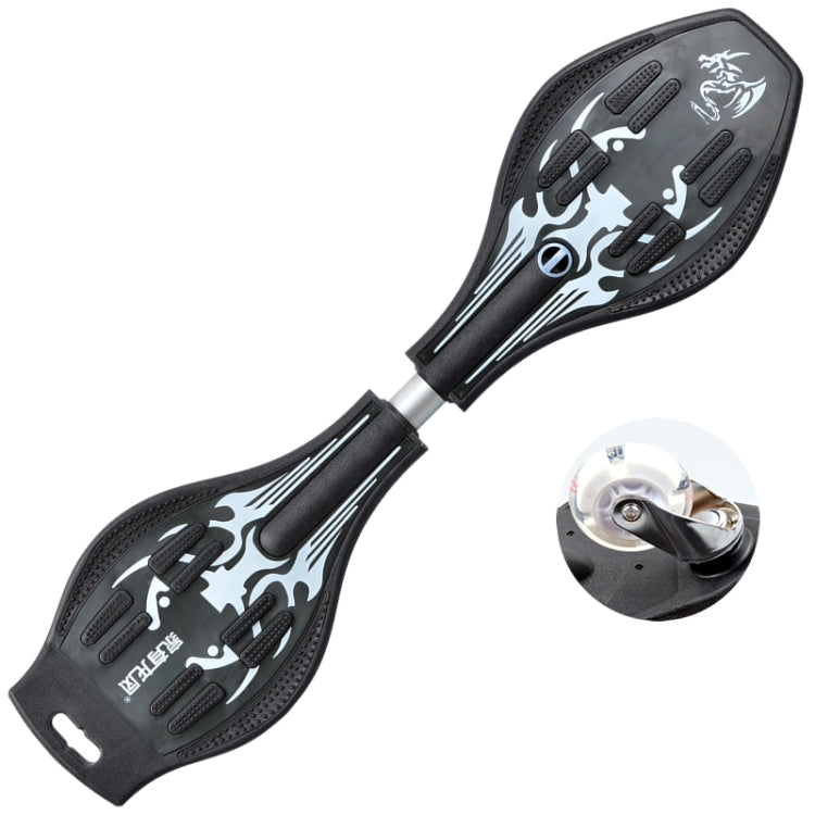Stornfield | Two-Wheeled Skateboard with Vulkan Pattern, Light-Up Wheel, Vitality Board (Black)