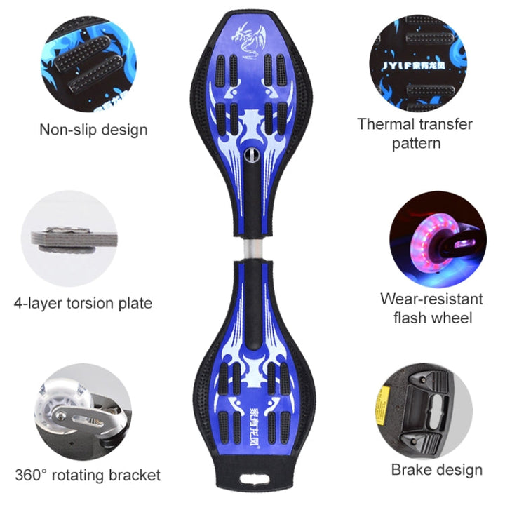 Stornfield | Two-Wheeled Skateboard with Vulkan Pattern, Light-Up Wheel, Vitality Board (Black)