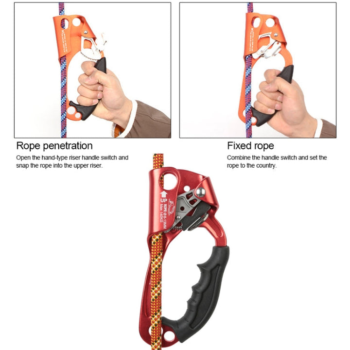 Stornfield | XINDA TP-8606 Manual Anti-Fall Rope Grab for Outdoor Climbing, for 8-12mm Diameter Rope Right (Red)