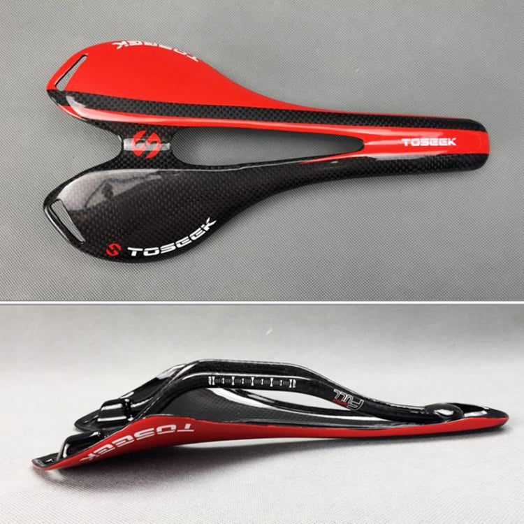 Stornfield | TOSEEK Carbon Fiber Road Bike Saddle Hollow Bicycle Seat, 3K Texture + Lightweight (Red)