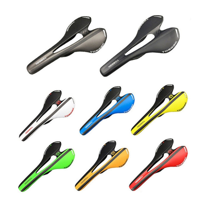 Stornfield | TOSEEK Carbon Fiber Road Bike Saddle Hollow Bicycle Seat, 3K Texture + Lightweight (Red)