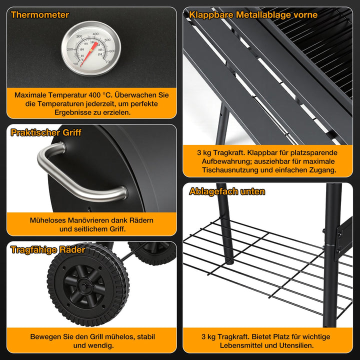 Offset Smoker Charcoal Grill with Side Firebox BBQ | Stornfield